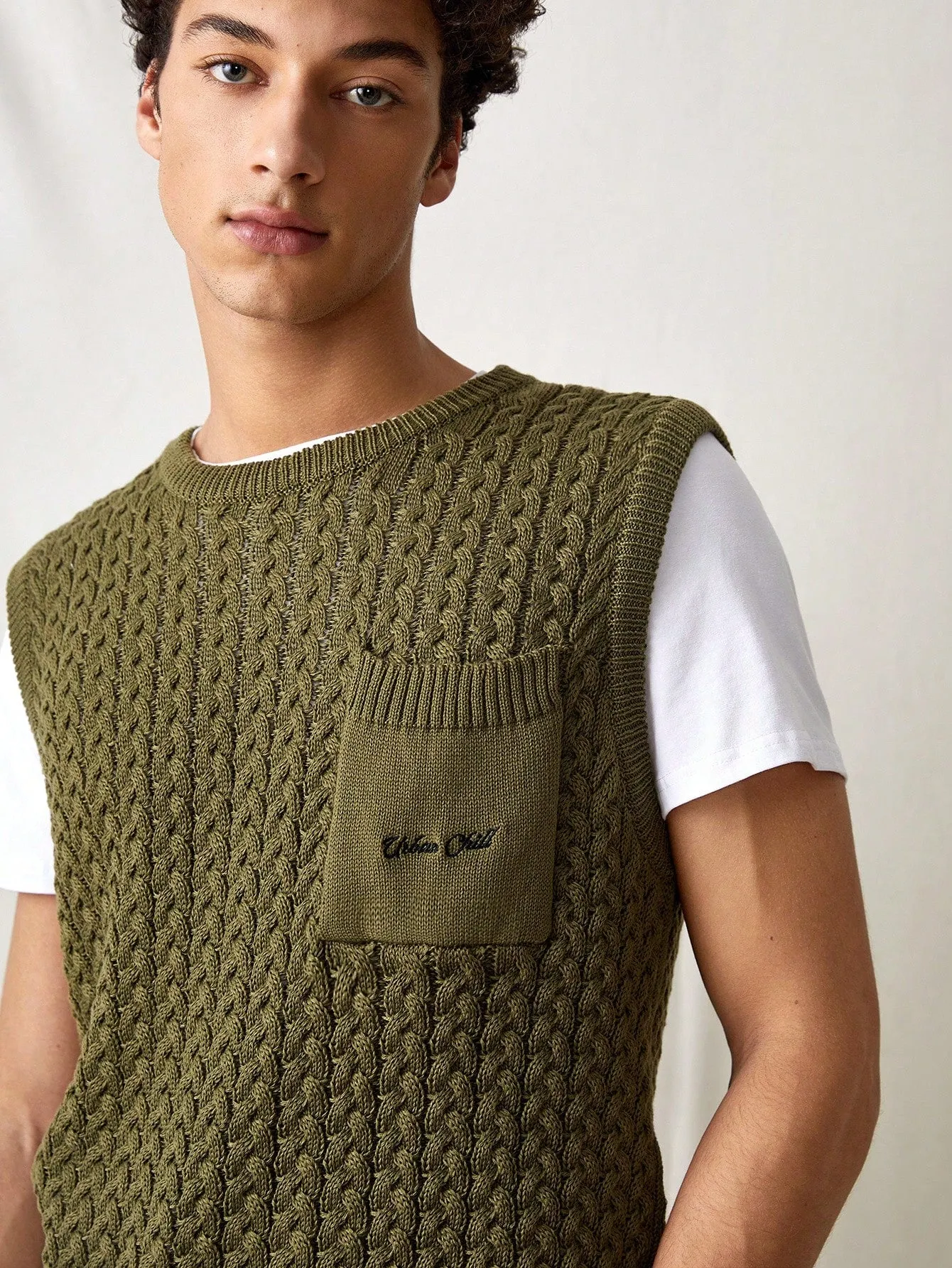 QA UrbanChill Men's Knitted Casual Loose Fit Drop Shoulder Sleeveless Sweater Vest