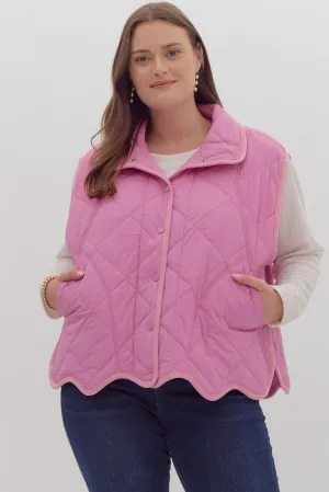 Quilted Snap Button Vest {Bubble Gum}