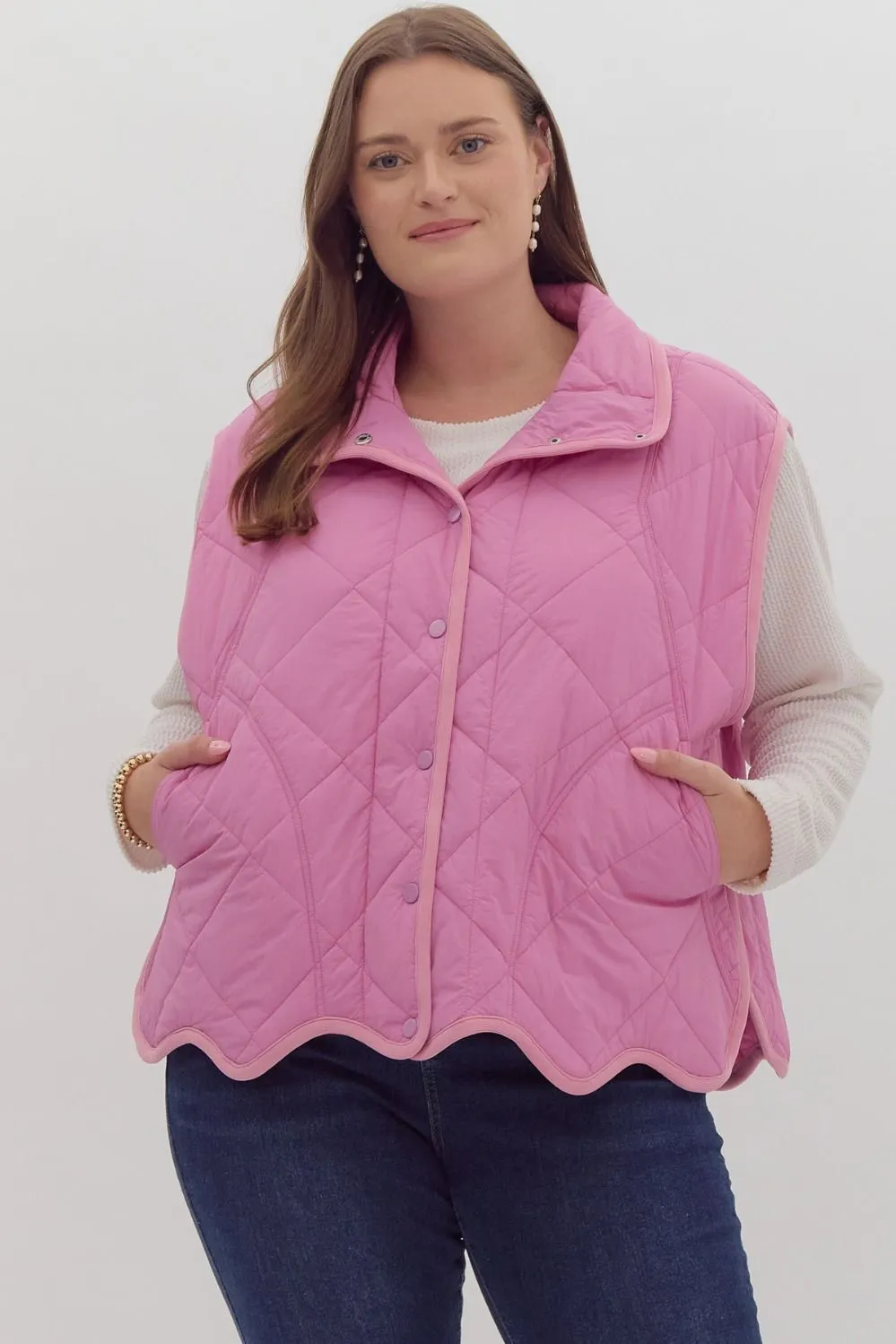 Quilted Snap Button Vest {Bubble Gum}