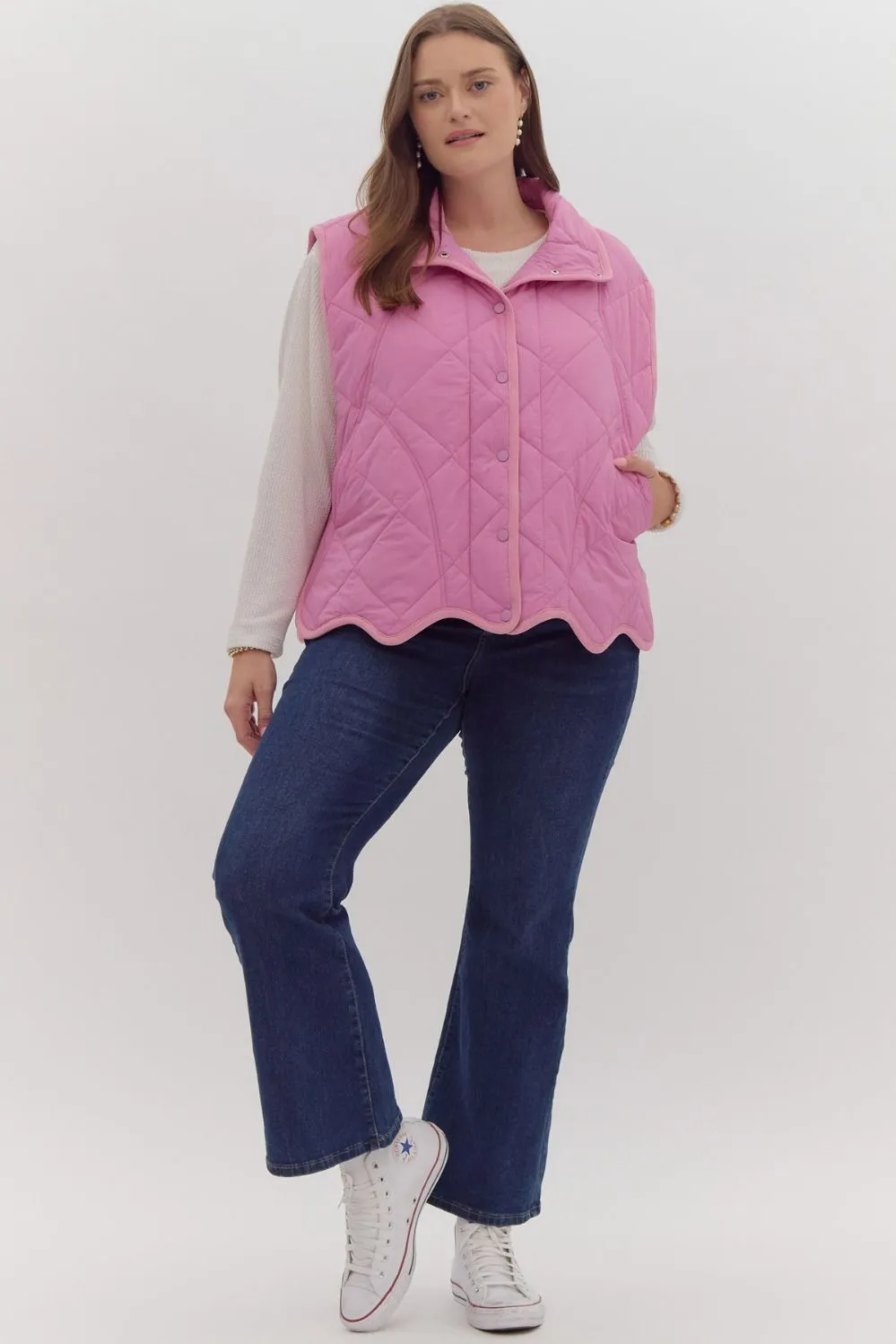 Quilted Snap Button Vest {Bubble Gum}