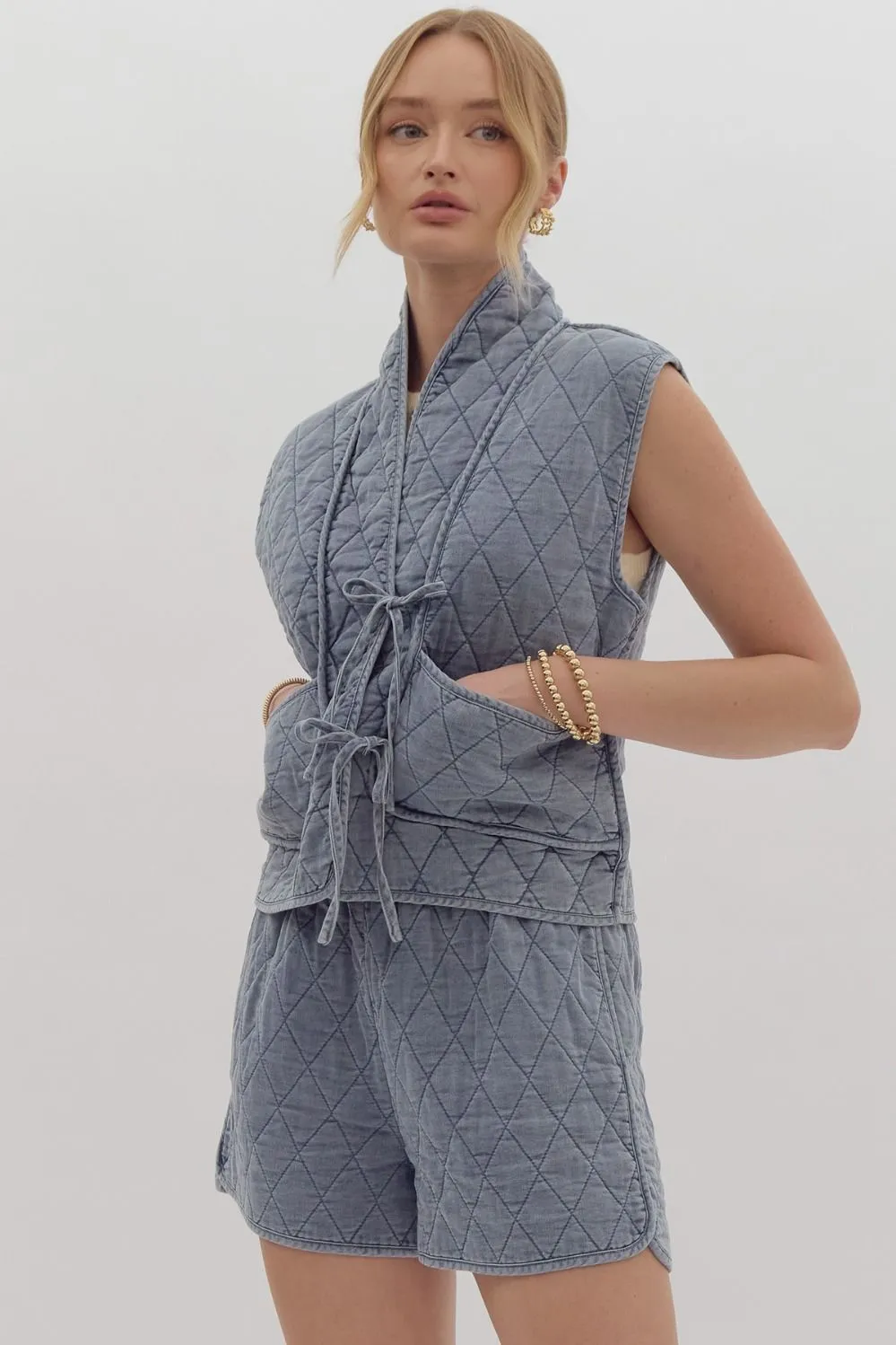 Quilted Tie Vest {Denim}