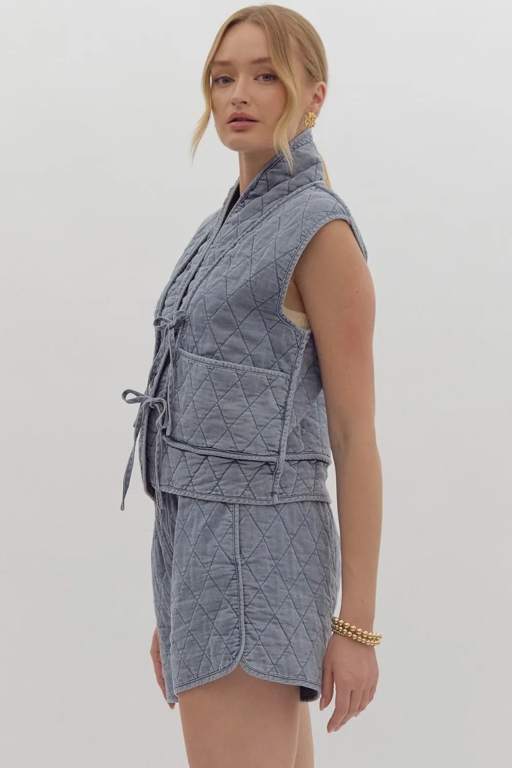 Quilted Tie Vest {Denim}