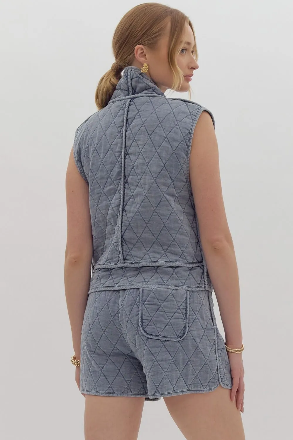 Quilted Tie Vest {Denim}