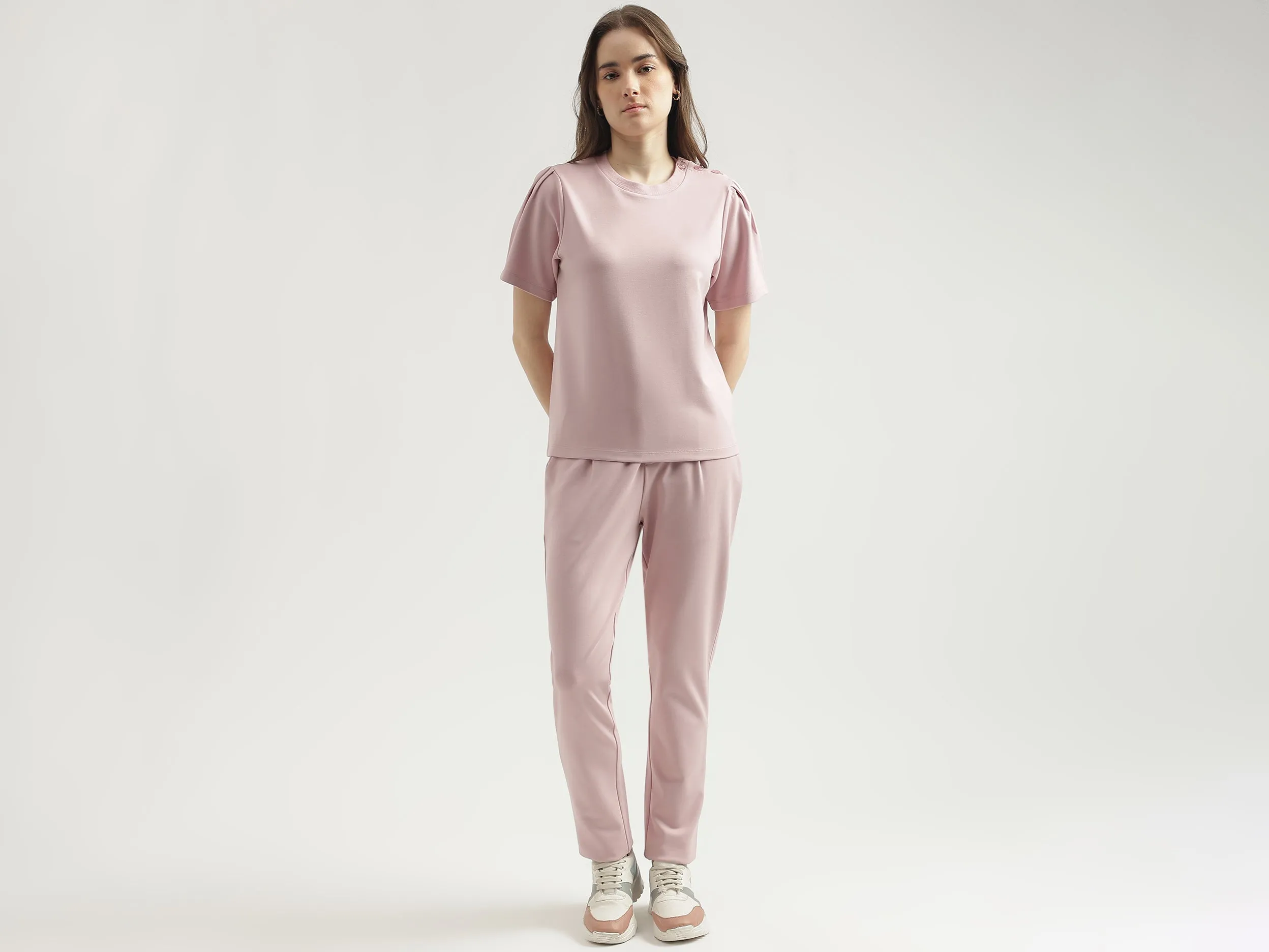 Regular Fit Round Neck Solid Women's Top
