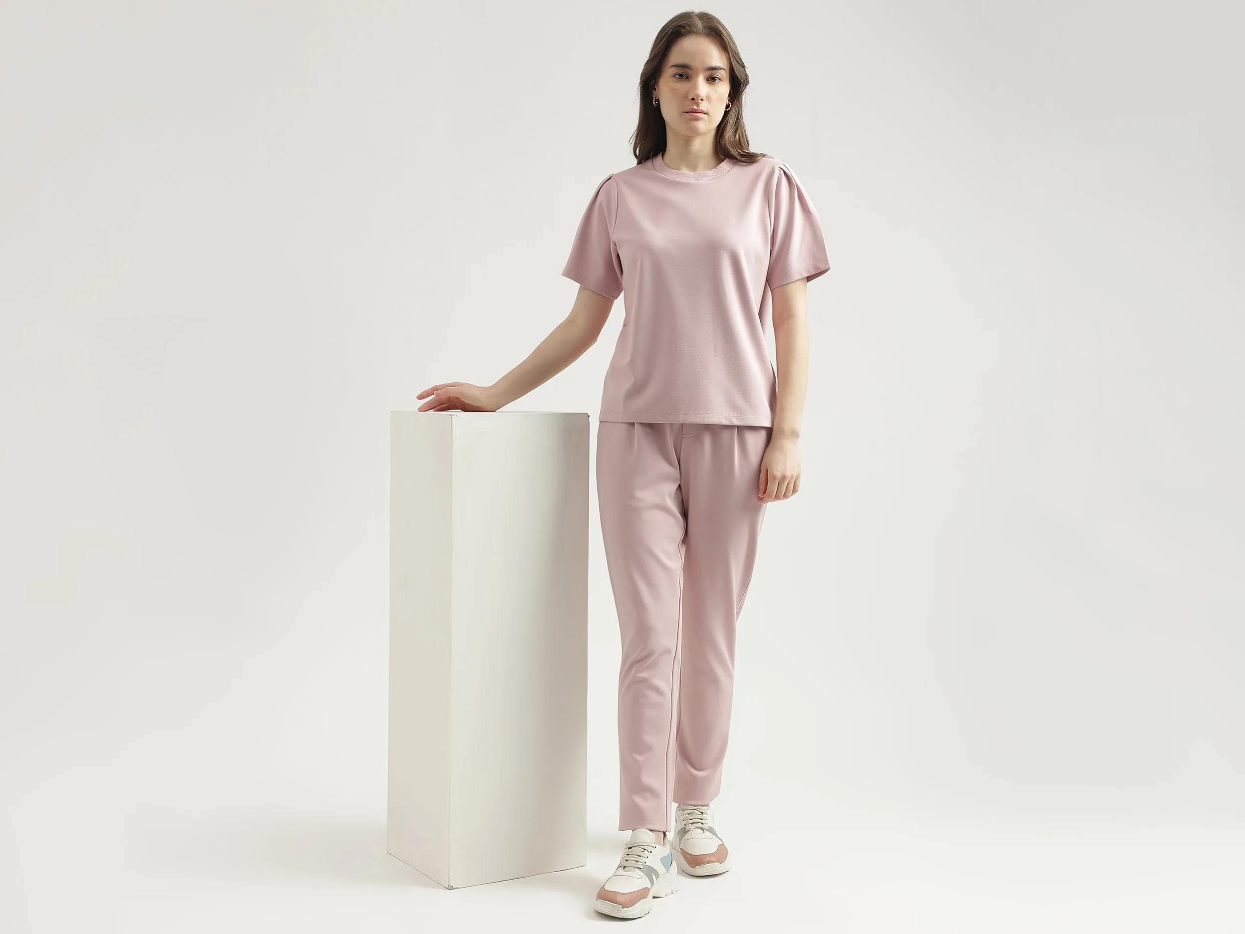 Regular Fit Round Neck Solid Women's Top