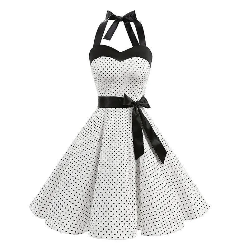Retro Halter Dot Print Dresses