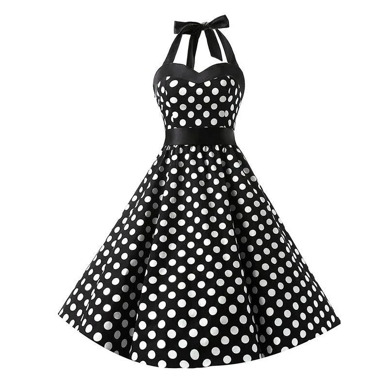 Retro Halter Dot Print Dresses