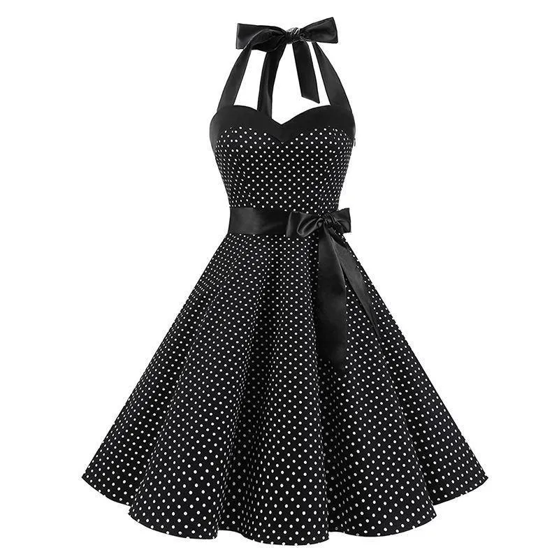 Retro Halter Dot Print Dresses