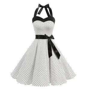 Retro Halter Dot Print Dresses