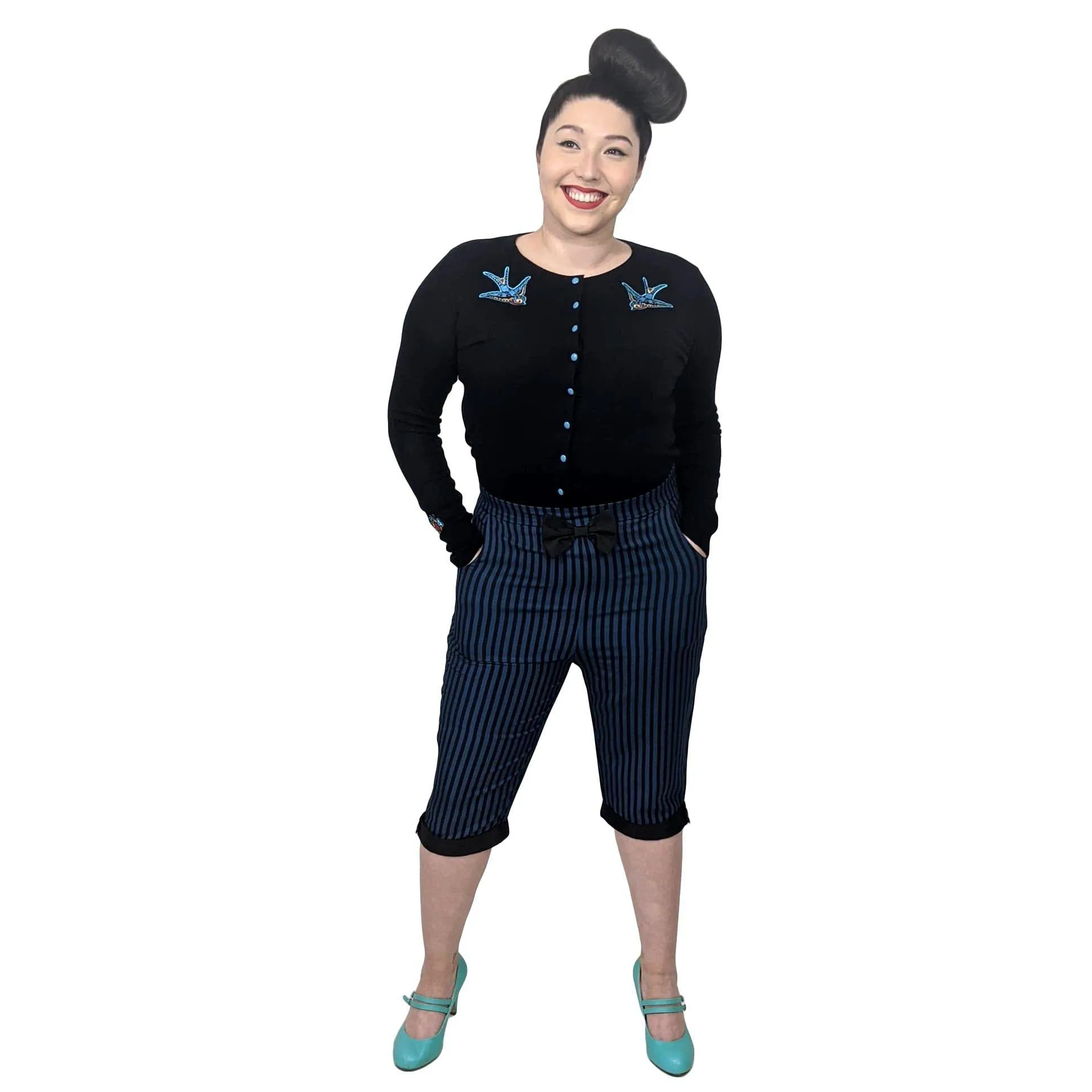 Retro Rizzo Capris in Blue
