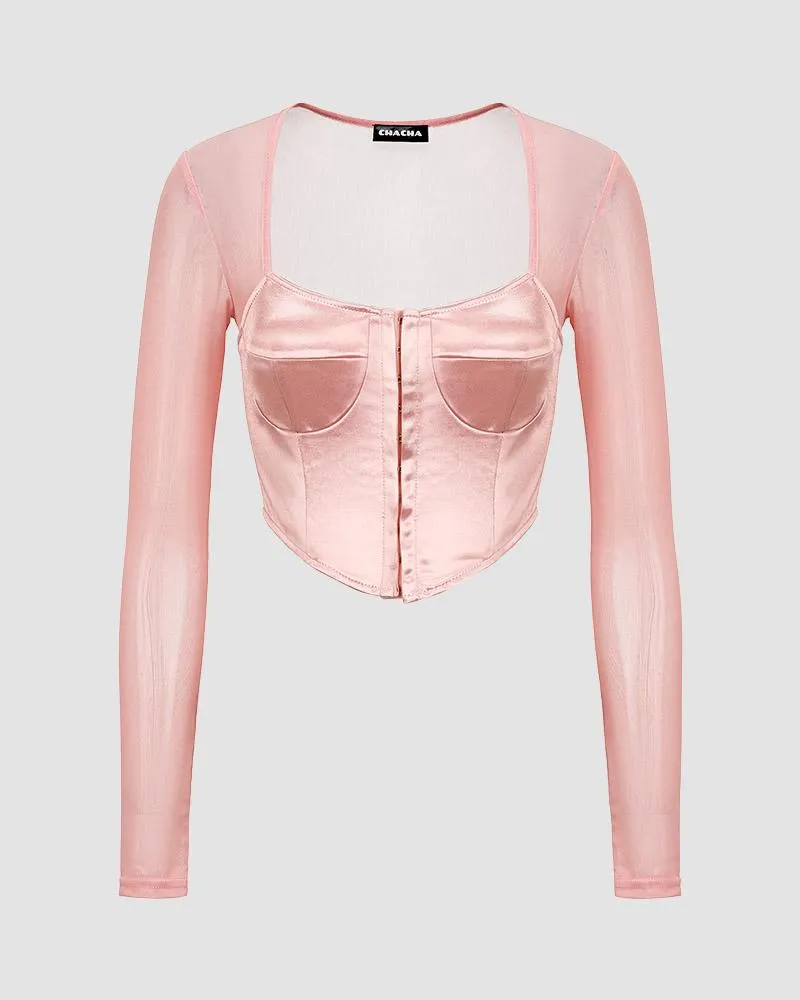 Rhea Silk Mesh Corset Top
