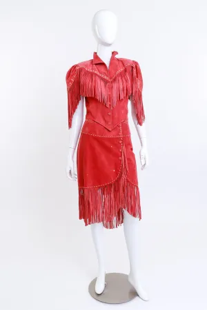 Rhinestone & Fringe Suede Skirt Set