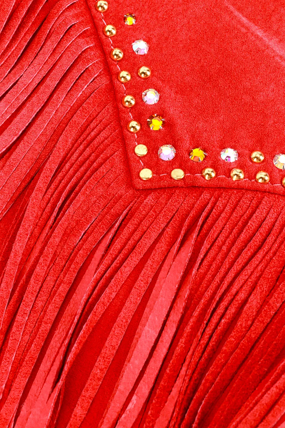 Rhinestone & Fringe Suede Skirt Set