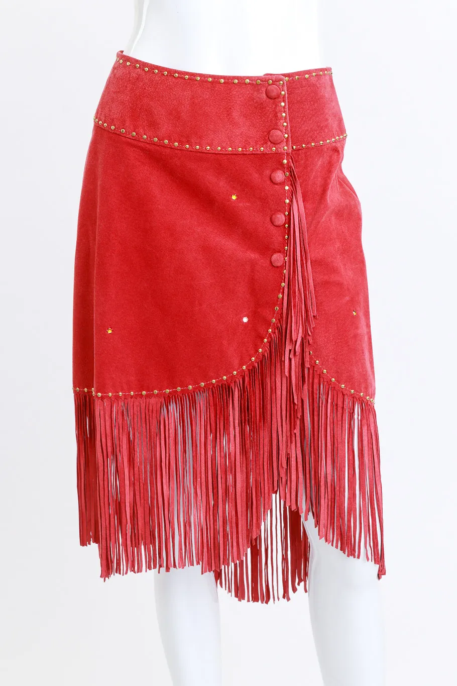 Rhinestone & Fringe Suede Skirt Set