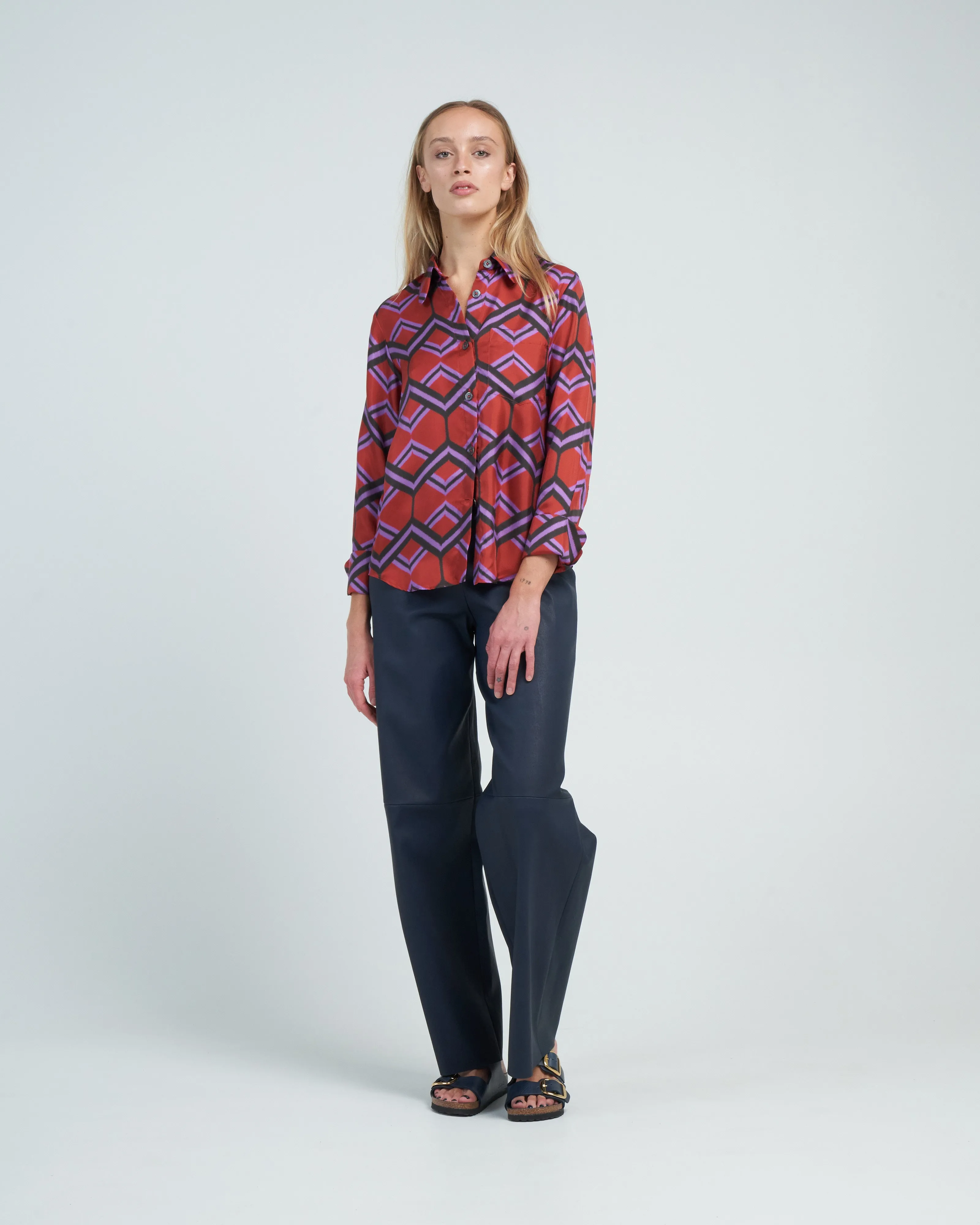 ribbon zig zag shirt - rusty red