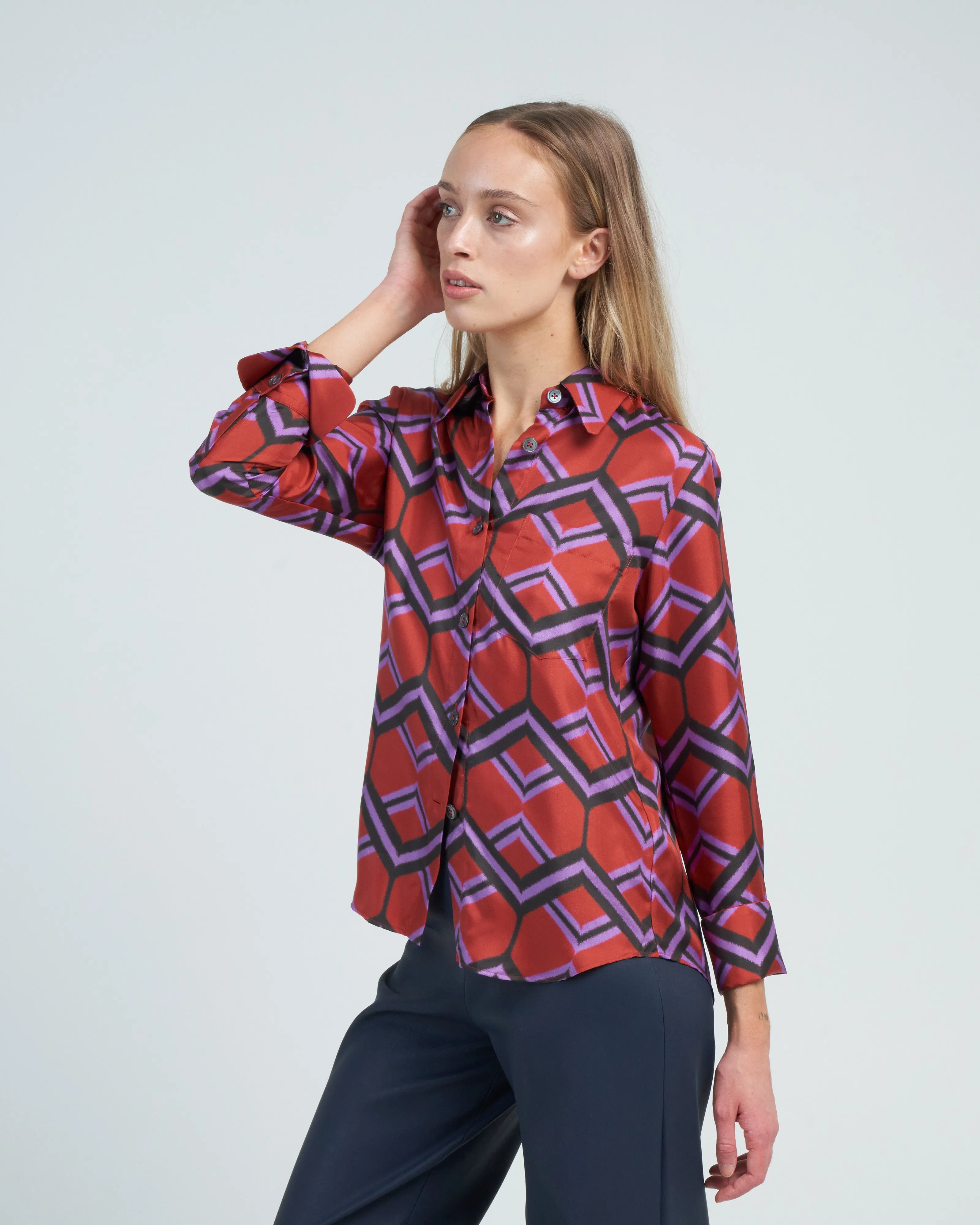 ribbon zig zag shirt - rusty red