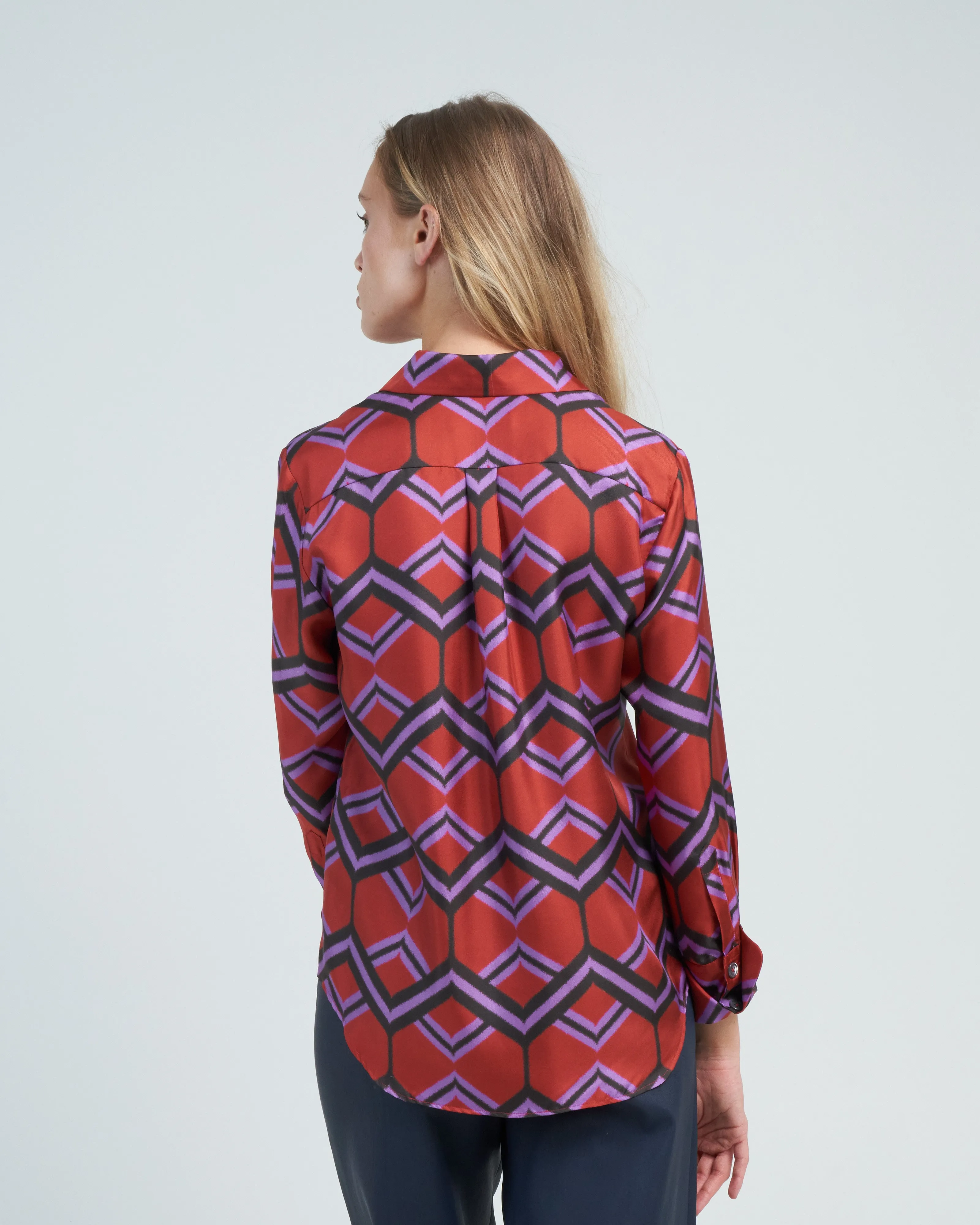 ribbon zig zag shirt - rusty red