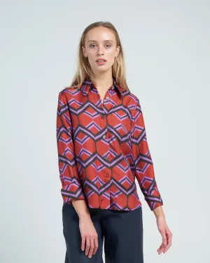 ribbon zig zag shirt - rusty red
