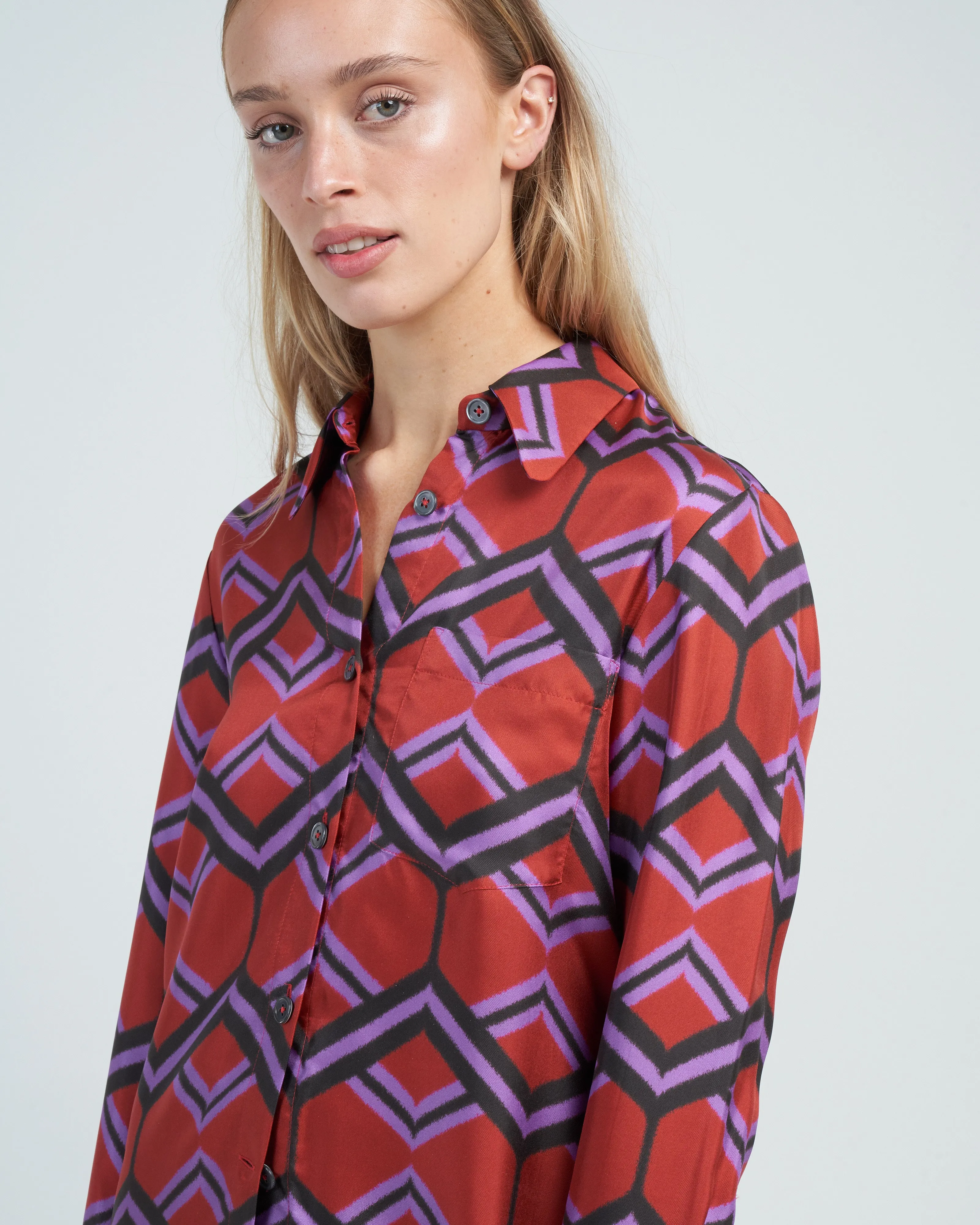 ribbon zig zag shirt - rusty red