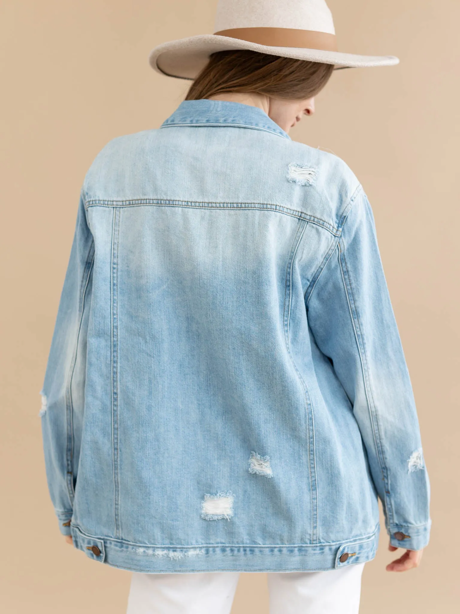 RISEN Light Loose Fit Distressed Jacket