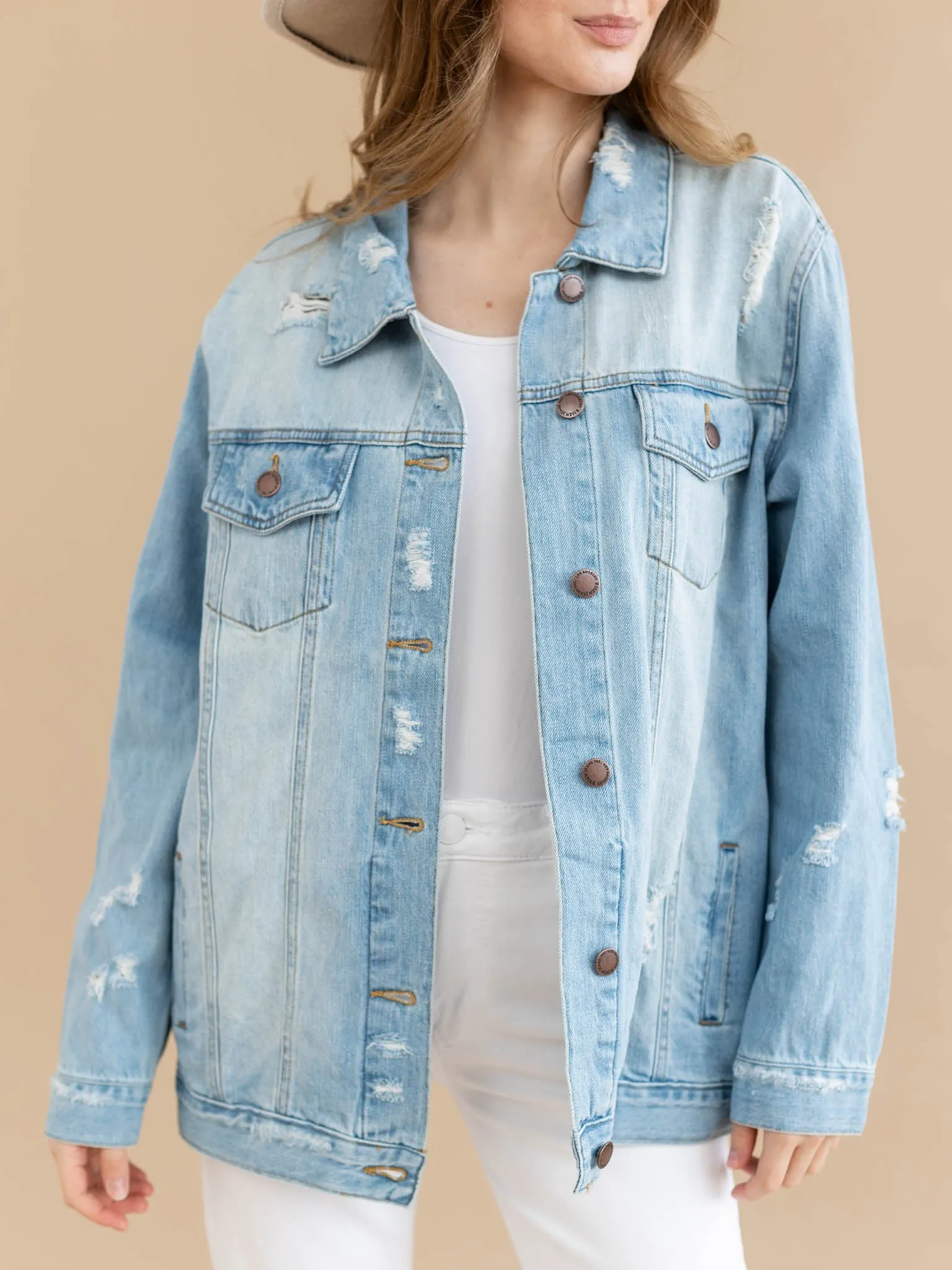 RISEN Light Loose Fit Distressed Jacket