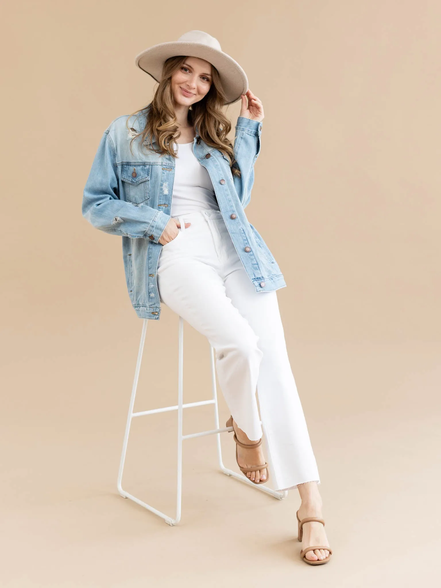 RISEN Light Loose Fit Distressed Jacket