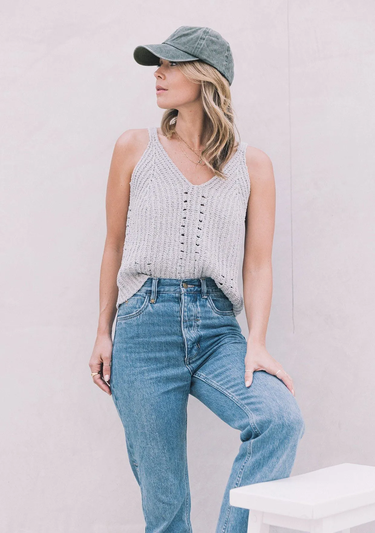Rustic Ribbed Sweater Tank Top