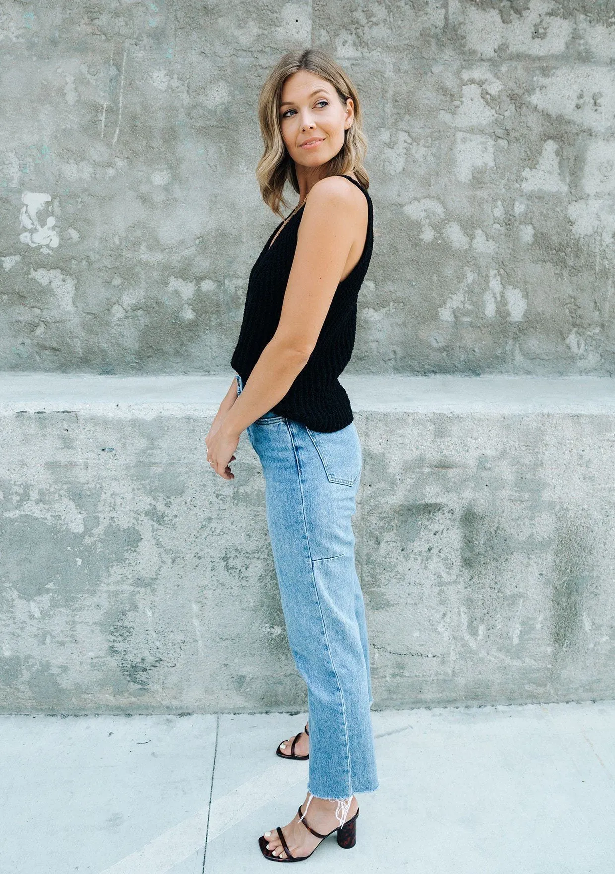 Rustic Ribbed Sweater Tank Top
