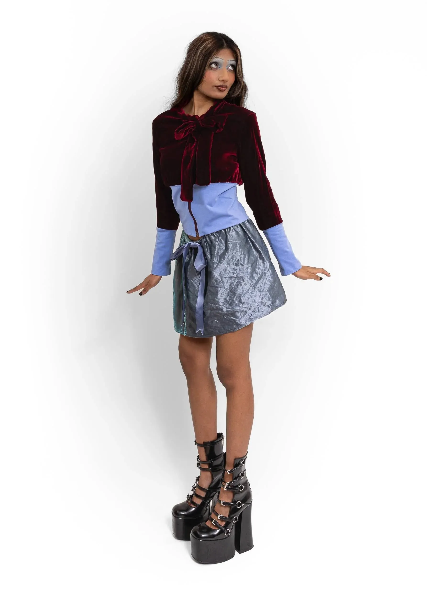 Satin/ silk velvet bubble skirt