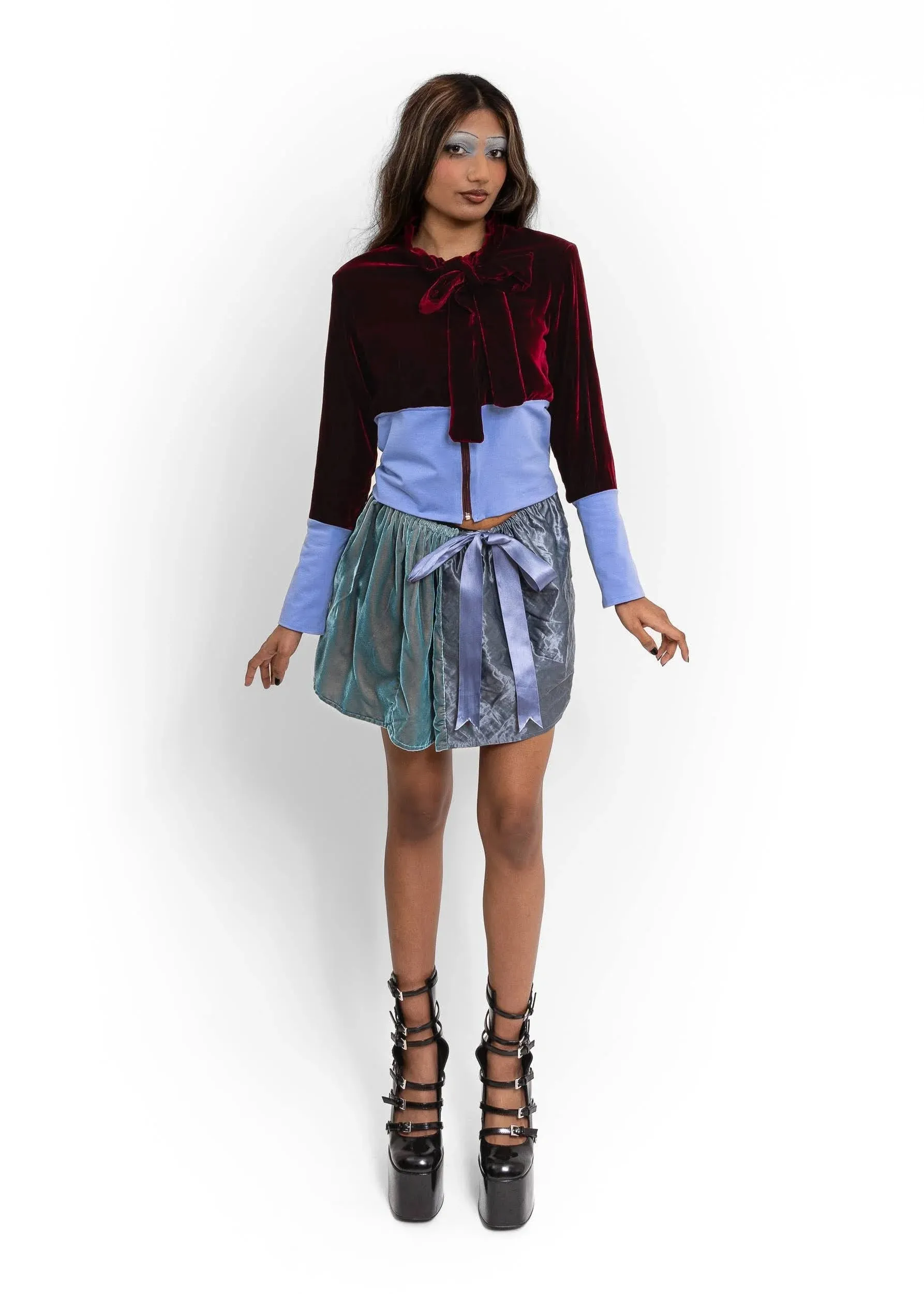 Satin/ silk velvet bubble skirt