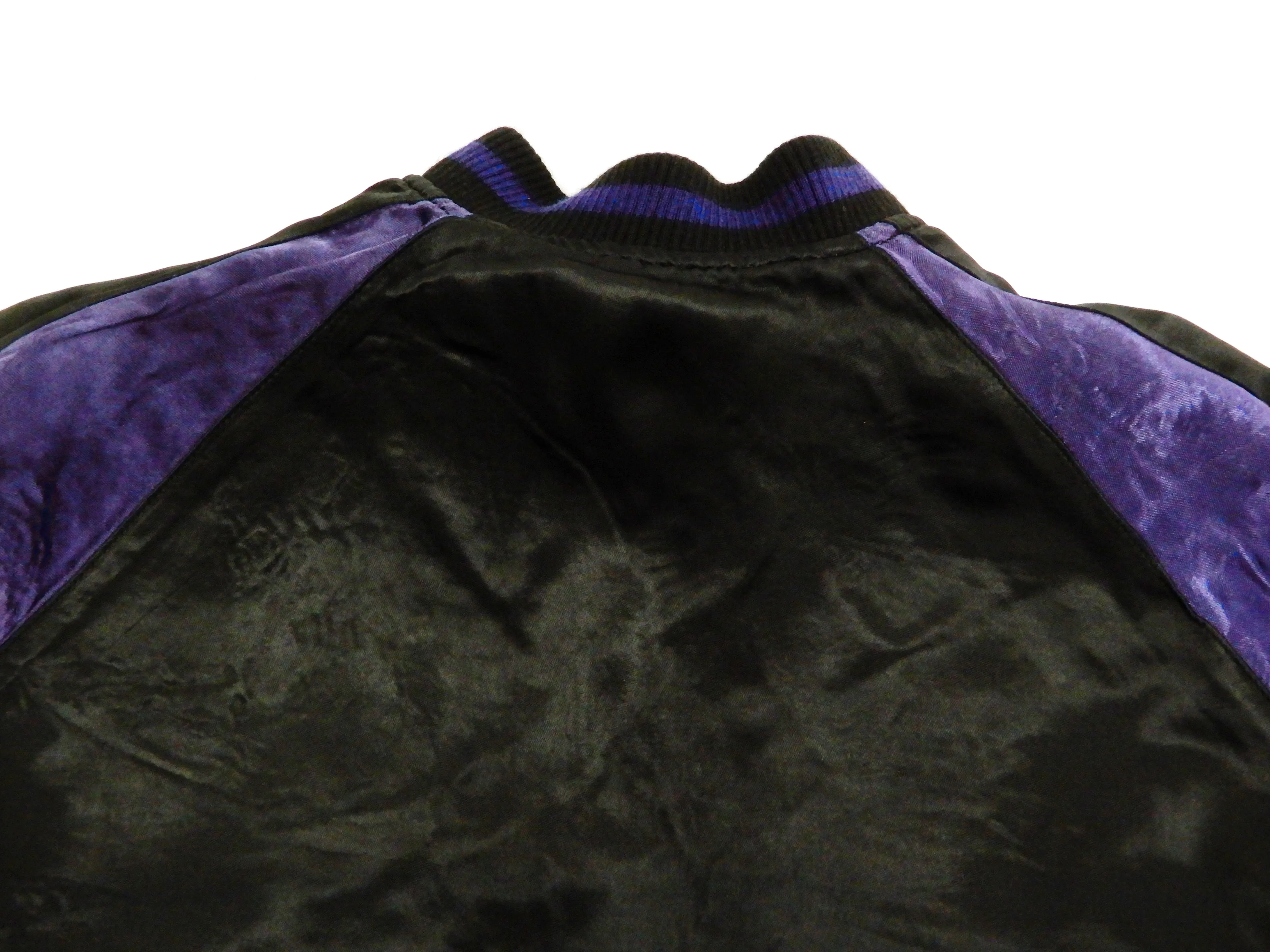 Satori Script Men's Japanese Souvenir Jacket Geisha Oiran Sukajan GSJR-021 Black/Dark-Blue