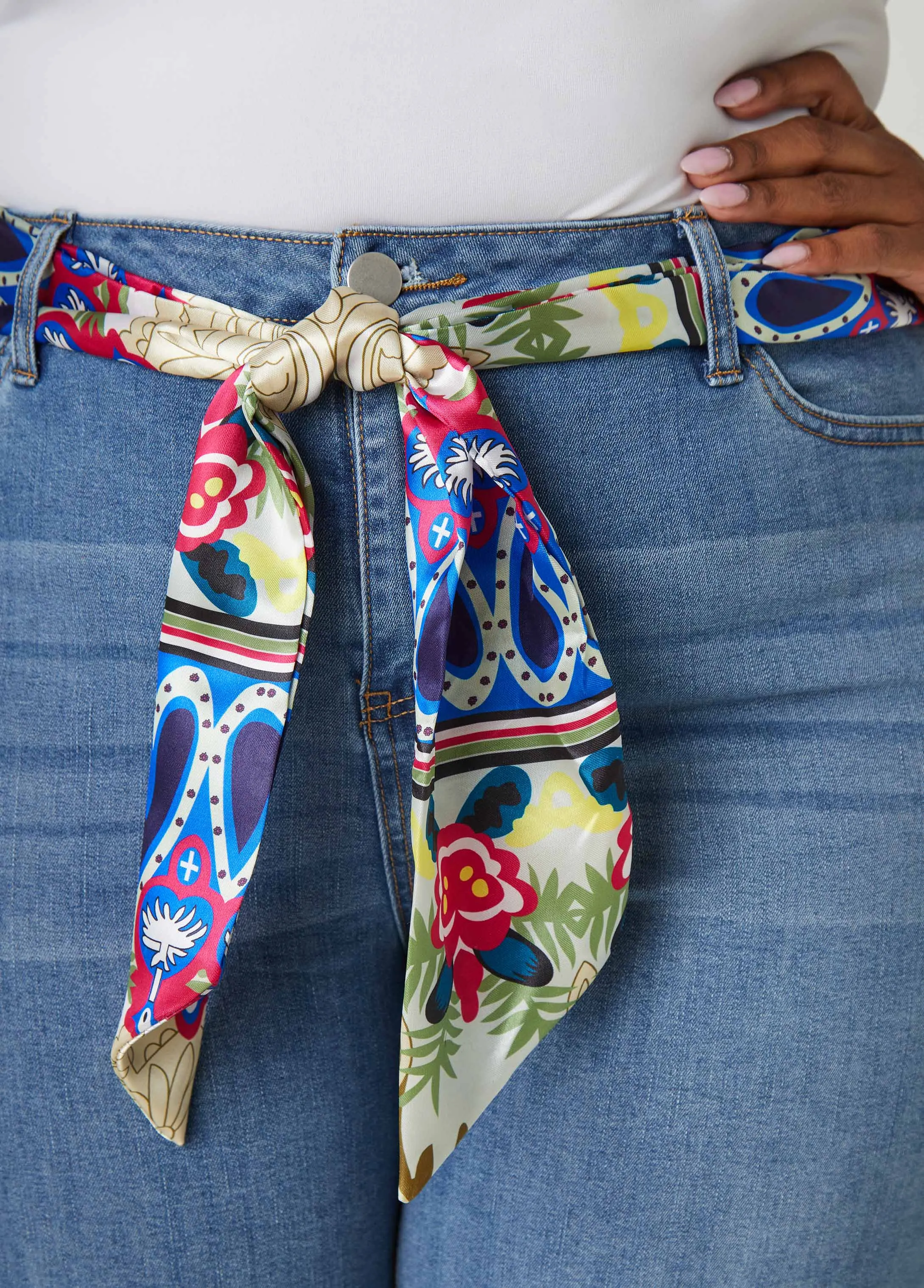 Scarf Belt Denim Capris