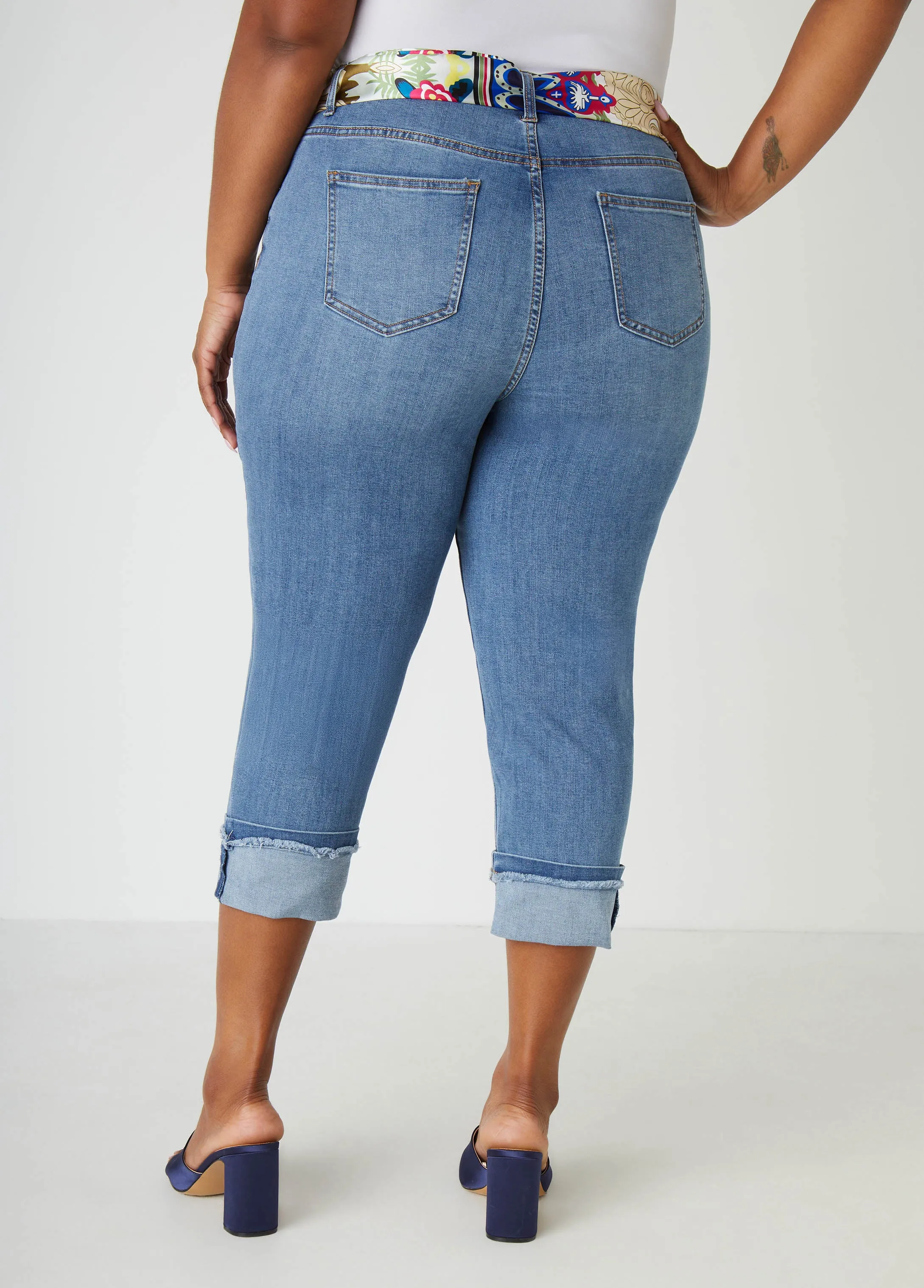 Scarf Belt Denim Capris