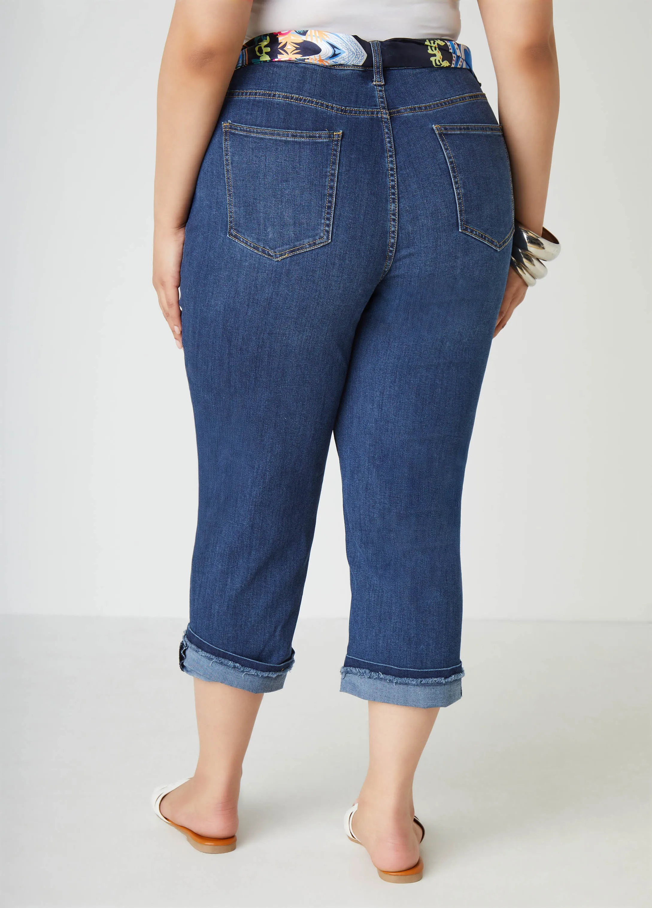 Scarf Belt Denim Capris