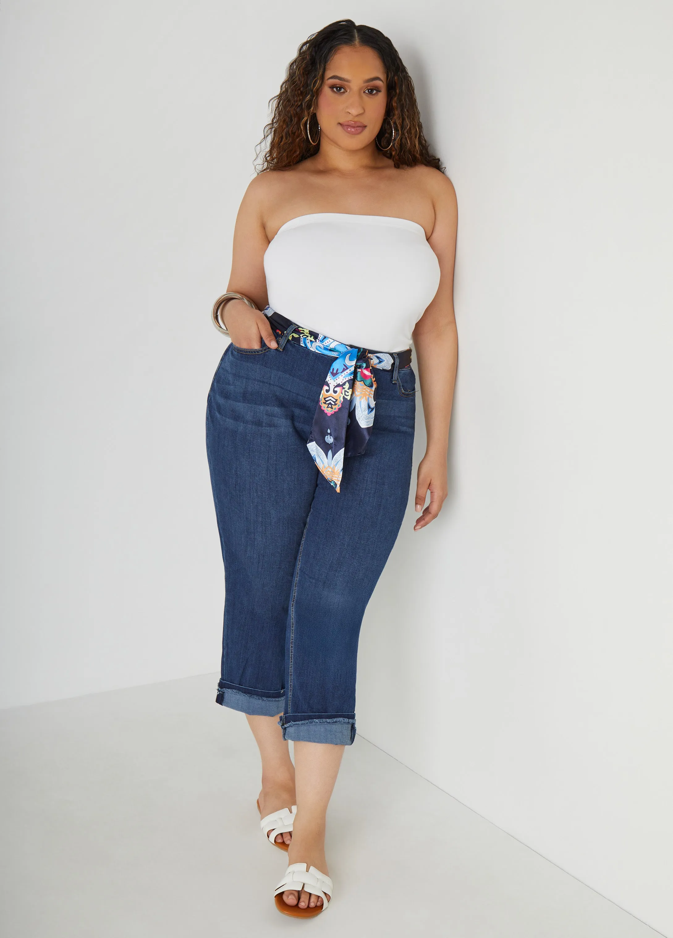 Scarf Belt Denim Capris