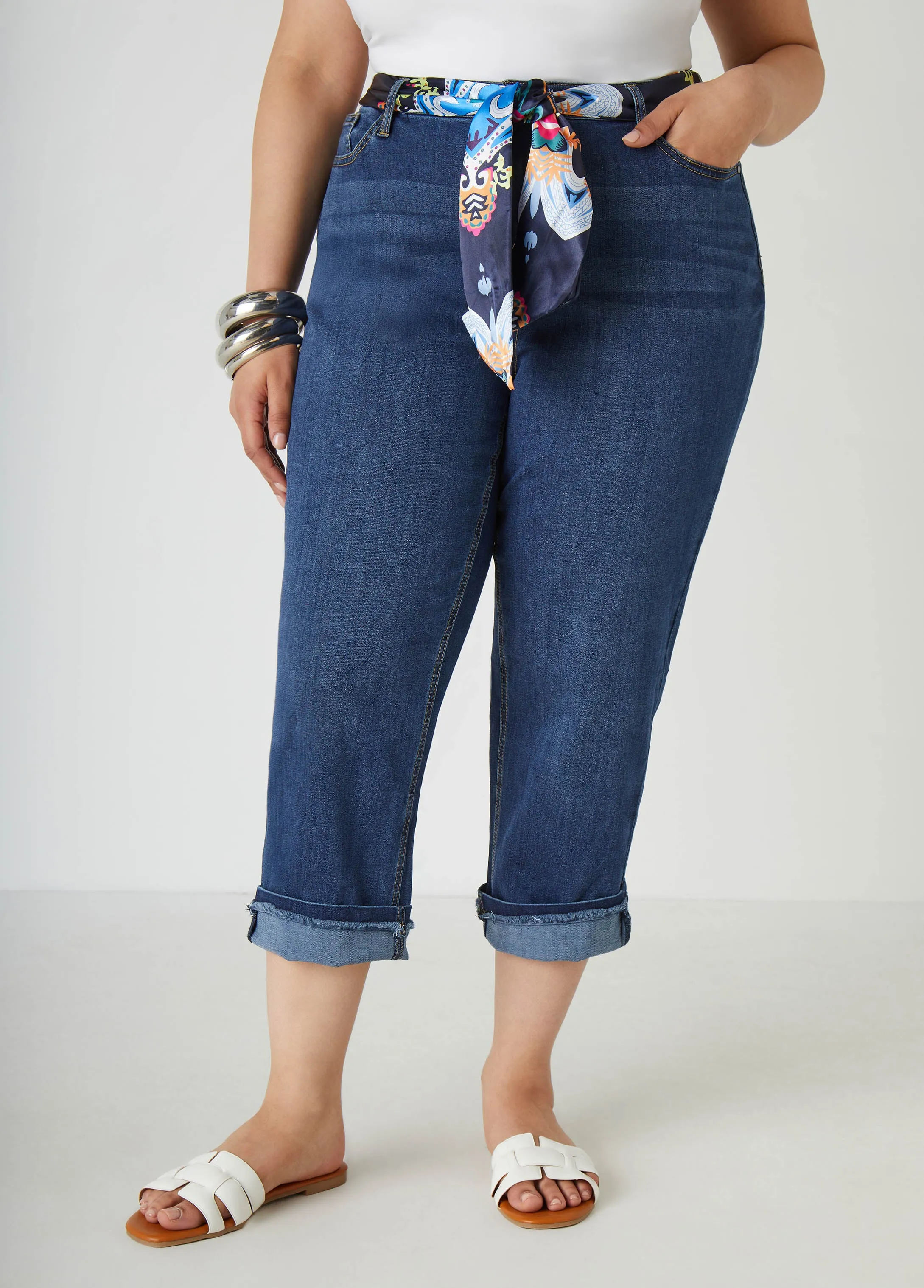 Scarf Belt Denim Capris
