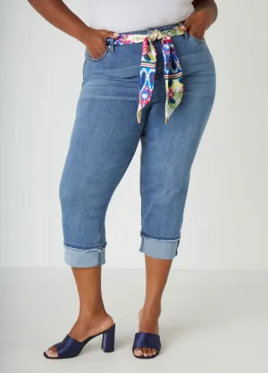 Scarf Belt Denim Capris