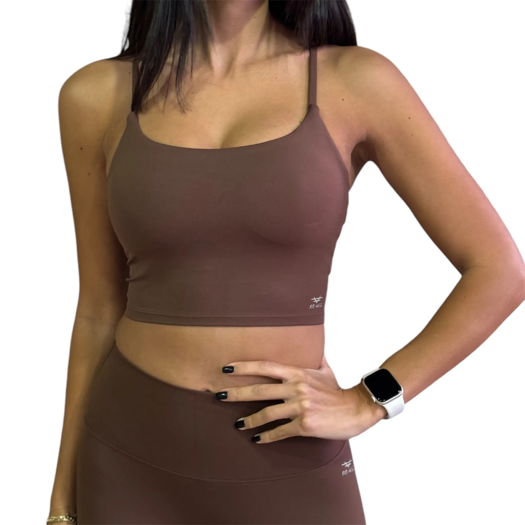 Scrunch Back Crop Top - Coffee