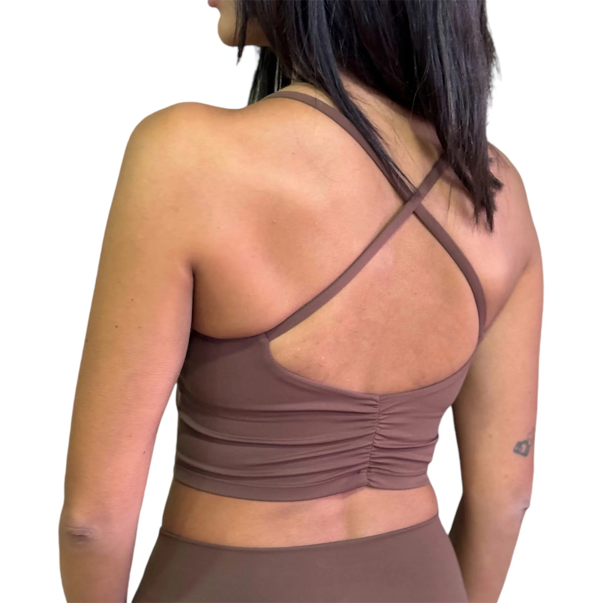 Scrunch Back Crop Top - Coffee
