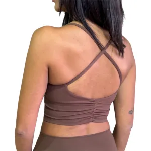 Scrunch Back Crop Top - Coffee