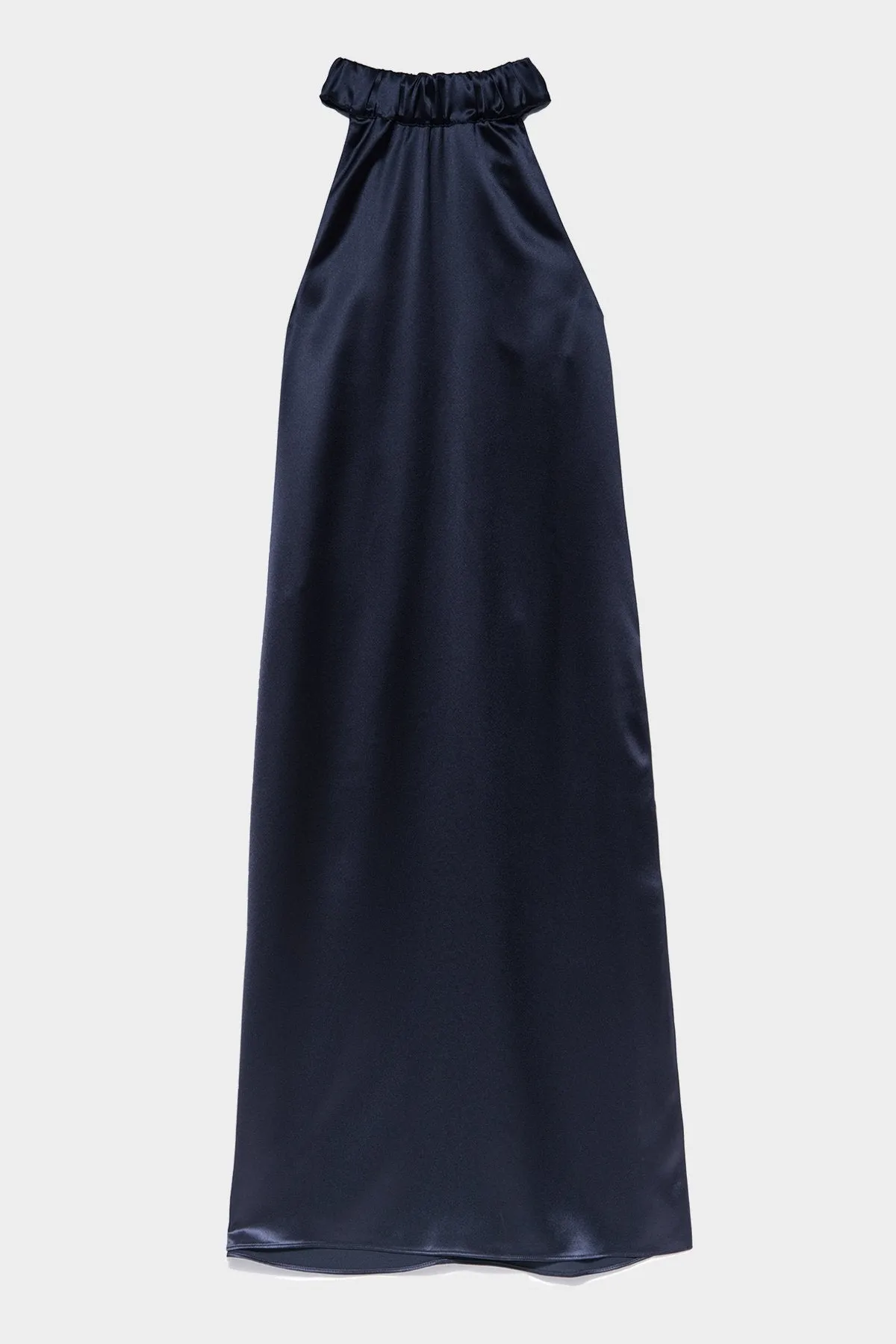 Shirred Halter Dress in Navy