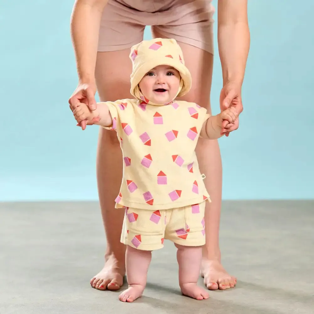 Shoreline - Pink Beach Hut Towelling Shorts