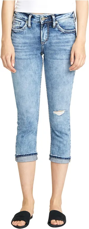 Silver Jeans Co. Elyse Mid-Rise Curvy Fit Capris L43002SDK260 Indigo 27 22.5