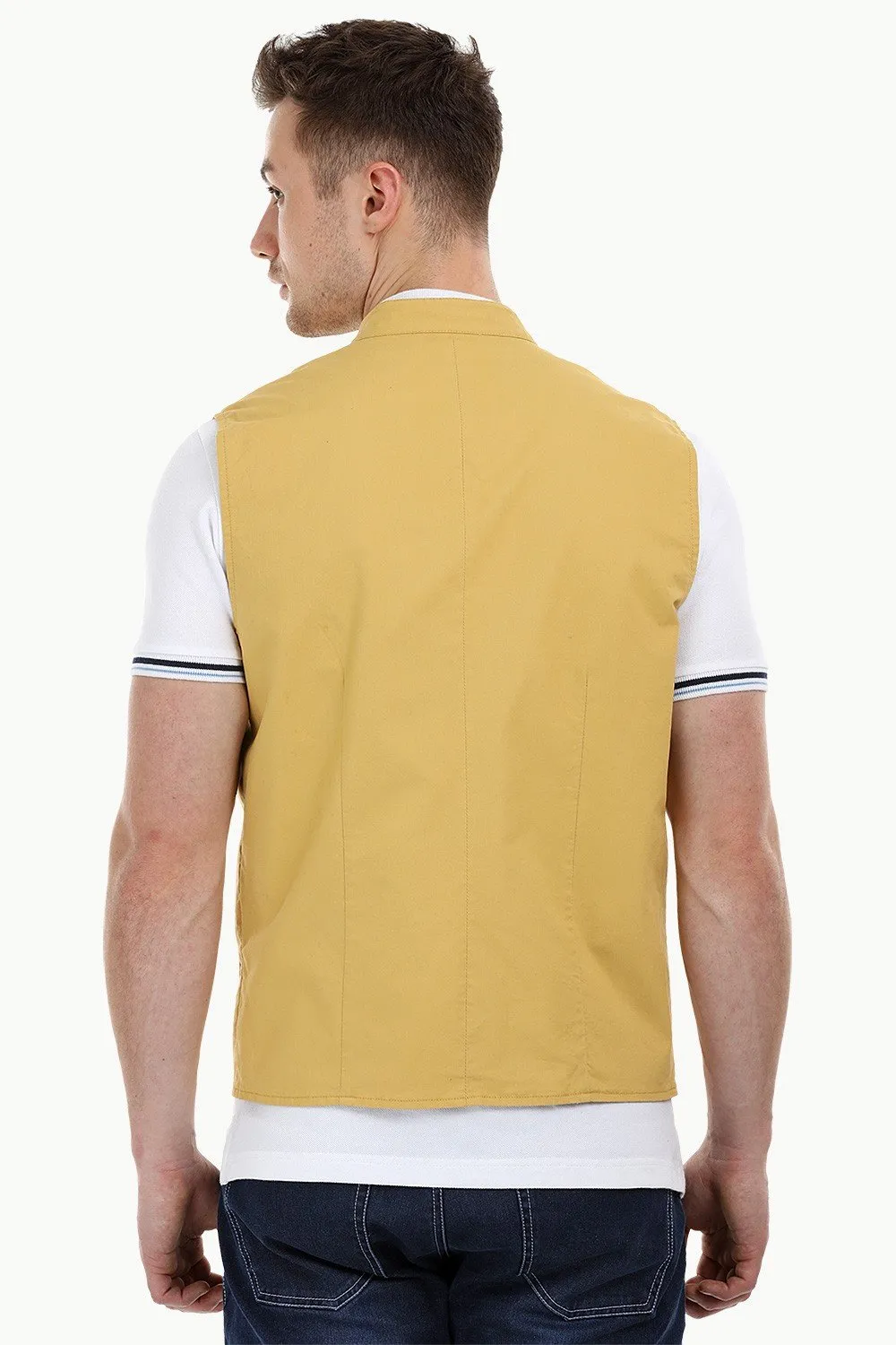 Sleeveless Nehru Mustard Jacket