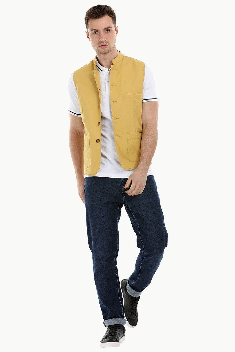 Sleeveless Nehru Mustard Jacket