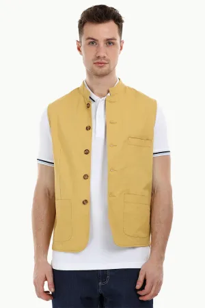 Sleeveless Nehru Mustard Jacket