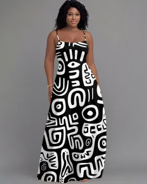 Sling Totem White Stripes Holiday Pocket Dress