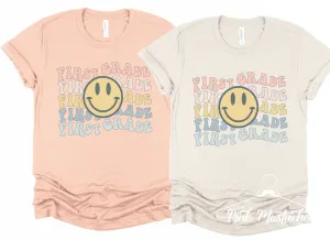 Smiley Retro Any Grade Tee/ Teacher Shirts/ Student Shirts/ Multiple Colors