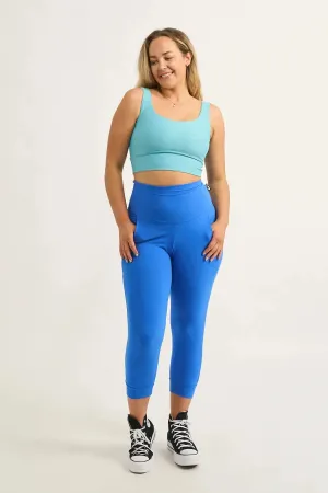 Soft To Touch Jogger Capris W/ Pockets - Electric Blue