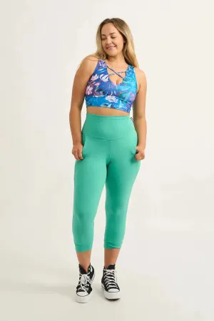 Soft To Touch Jogger Capris W/ Pockets - Jade